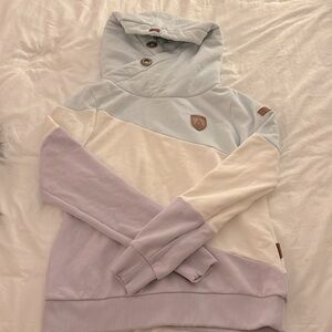 Wanakome light blue/lavender/white hoodie, size medium